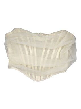 NWOT Salty Romantic Coquette Ivory Sheer Mesh Corset Bustier Top Size Large